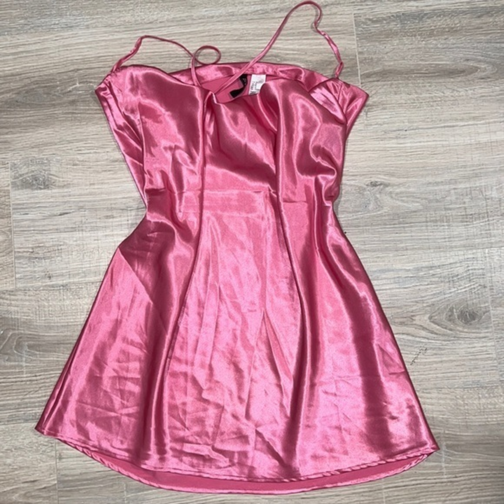 H&M pink‎ satin cowl neck dress